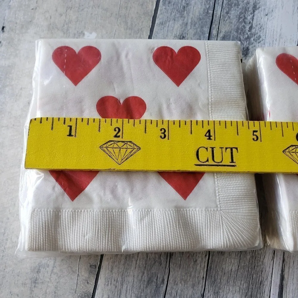 Red Heart Cocktail / Dessert Napkins 20 napkins per package